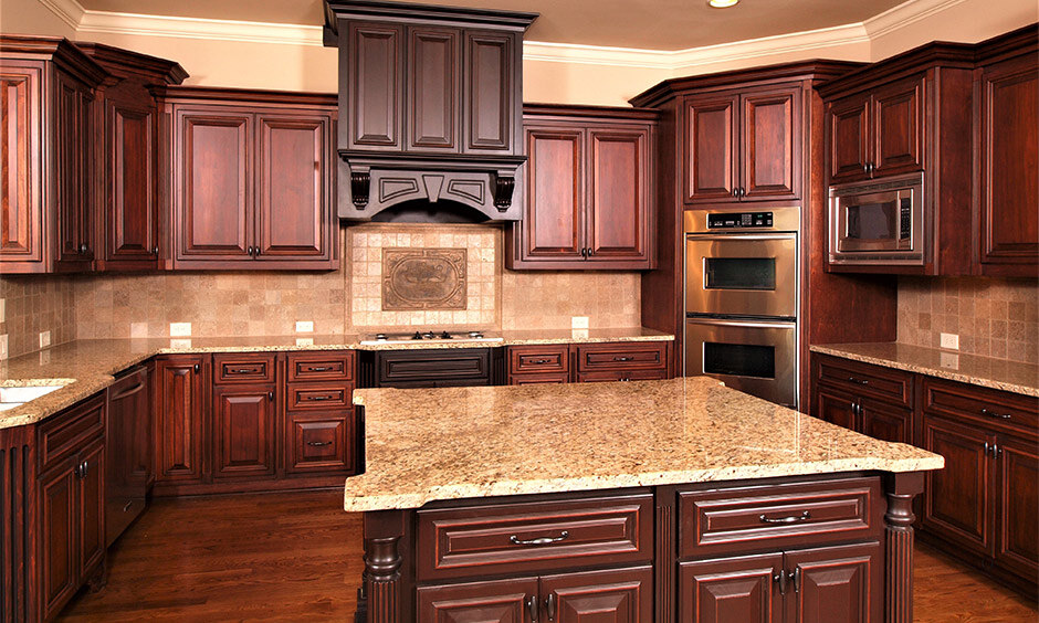 Brown kitchen cabinets with contemporary style
