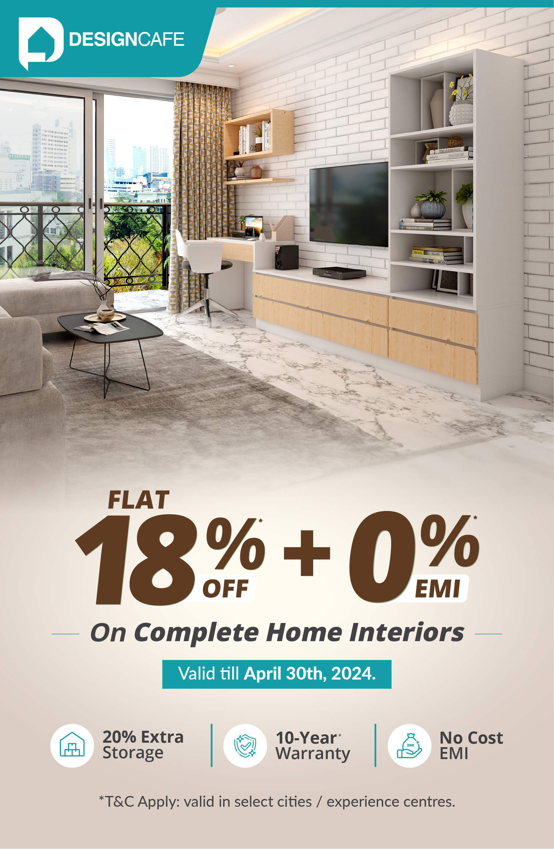 Home interior design offer from DesignCafe