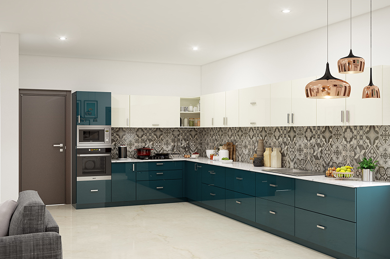 L-shaped modular kitchen design: perfect for small and medium-sized spaces.